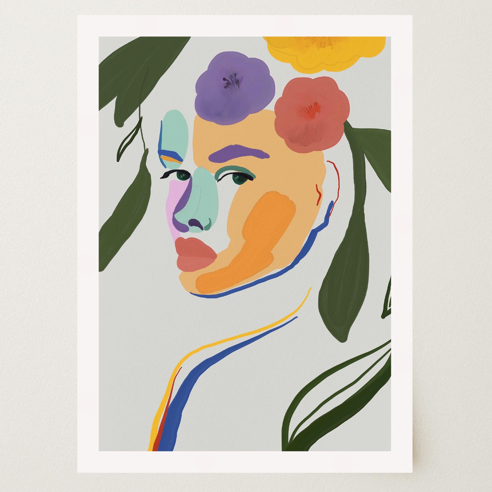 Colourful Abstract Floral Female Wall Art Print-Skudaboo