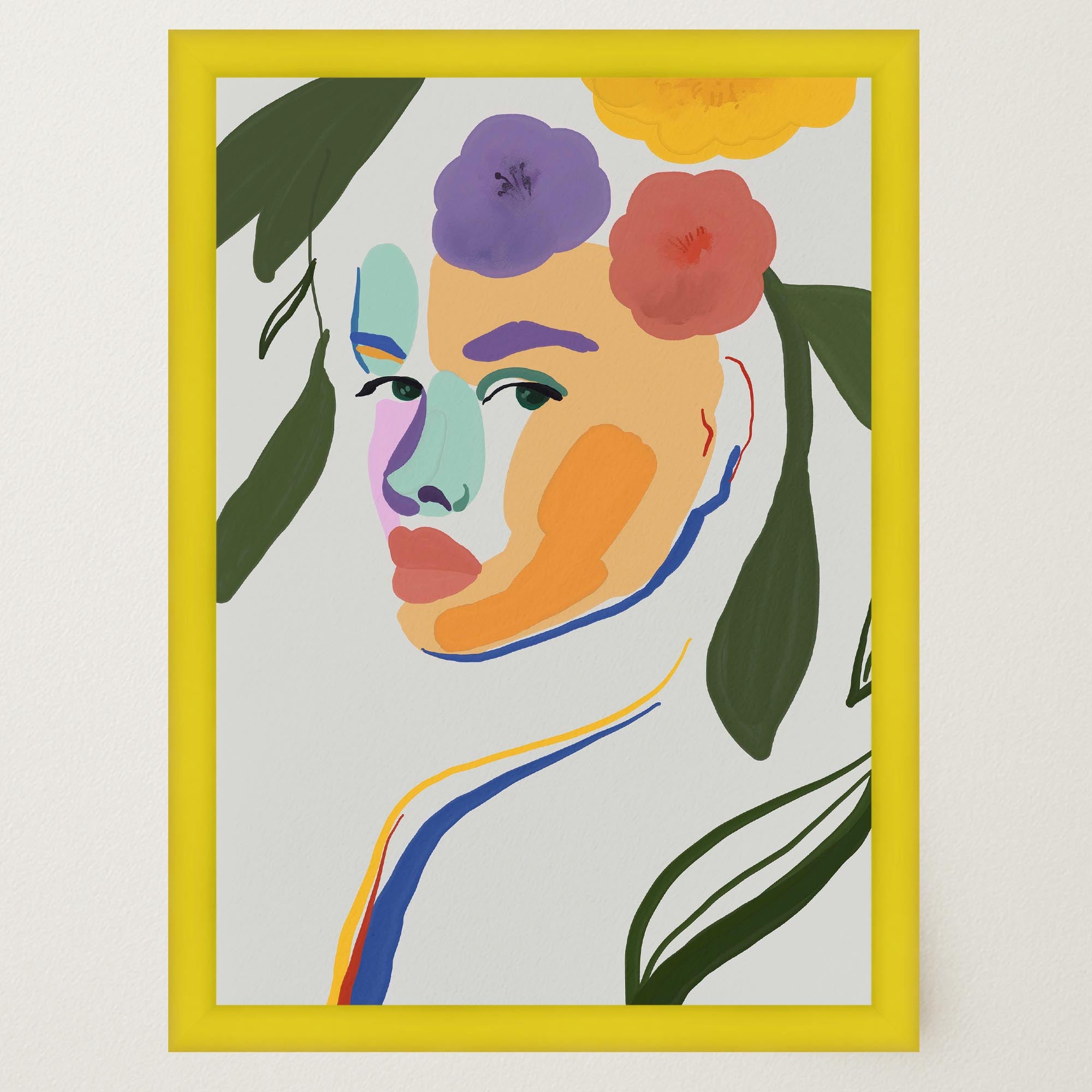 Colourful Abstract Floral Female Wall Art Print-Skudaboo
