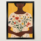 Woman Holding Flowers Portrait Wall Art Print-Skudaboo