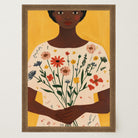 Woman Holding Flowers Portrait Wall Art Print-Skudaboo