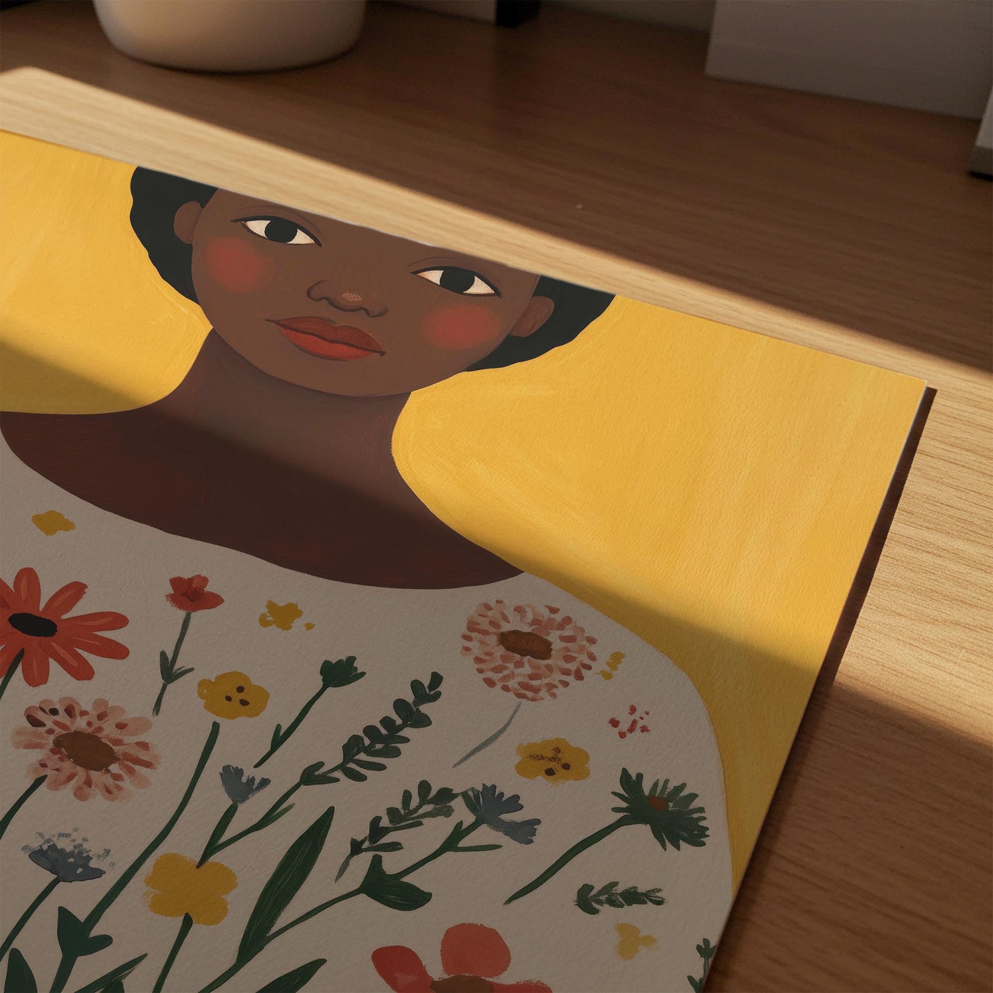 Woman Holding Flowers Portrait Wall Art Print-Skudaboo