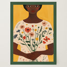 Woman Holding Flowers Portrait Wall Art Print-Skudaboo