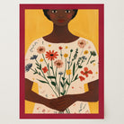 Woman Holding Flowers Portrait Wall Art Print-Skudaboo