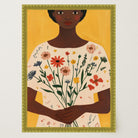 Woman Holding Flowers Portrait Wall Art Print-Skudaboo