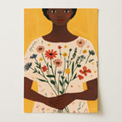 Woman Holding Flowers Portrait Wall Art Print-Skudaboo