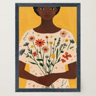 Woman Holding Flowers Portrait Wall Art Print-Skudaboo