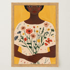 Woman Holding Flowers Portrait Wall Art Print-Skudaboo