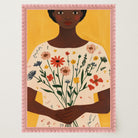 Woman Holding Flowers Portrait Wall Art Print-Skudaboo