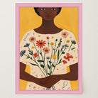 Woman Holding Flowers Portrait Wall Art Print-Skudaboo