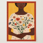 Woman Holding Flowers Portrait Wall Art Print-Skudaboo