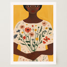 Woman Holding Flowers Portrait Wall Art Print-Skudaboo