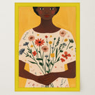 Woman Holding Flowers Portrait Wall Art Print-Skudaboo