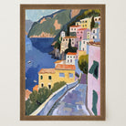 Mediterranean Coastal Town Landscape Wall Art Print-Skudaboo