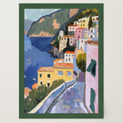 Mediterranean Coastal Town Landscape Wall Art Print-Skudaboo