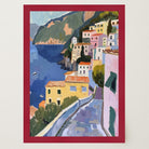 Mediterranean Coastal Town Landscape Wall Art Print-Skudaboo