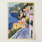 Mediterranean Coastal Town Landscape Wall Art Print-Skudaboo