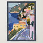 Mediterranean Coastal Town Landscape Wall Art Print-Skudaboo