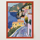 Mediterranean Coastal Town Landscape Wall Art Print-Skudaboo