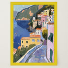 Mediterranean Coastal Town Landscape Wall Art Print-Skudaboo