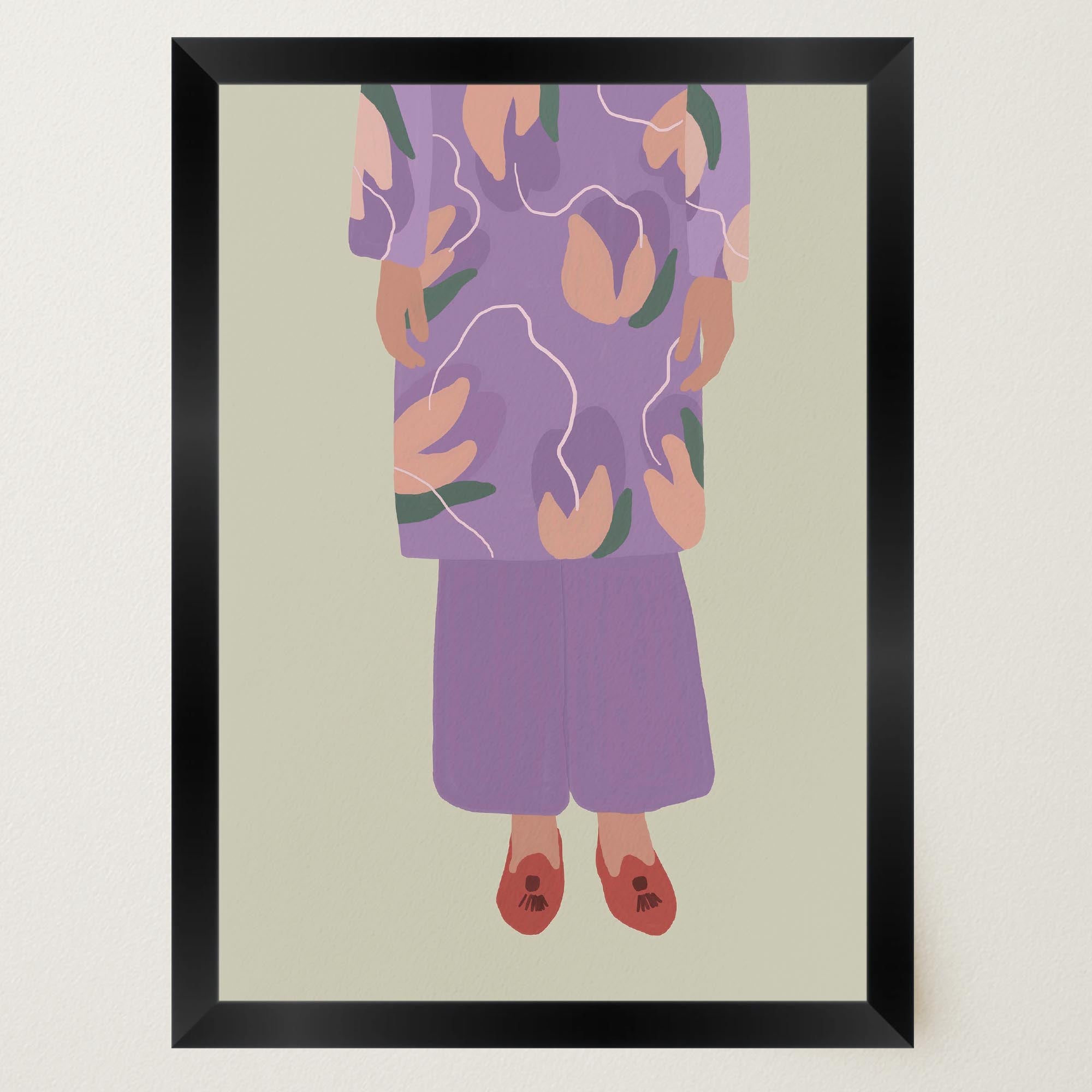 Woman in Purple Outfit Fashion Wall Art Print-Skudaboo