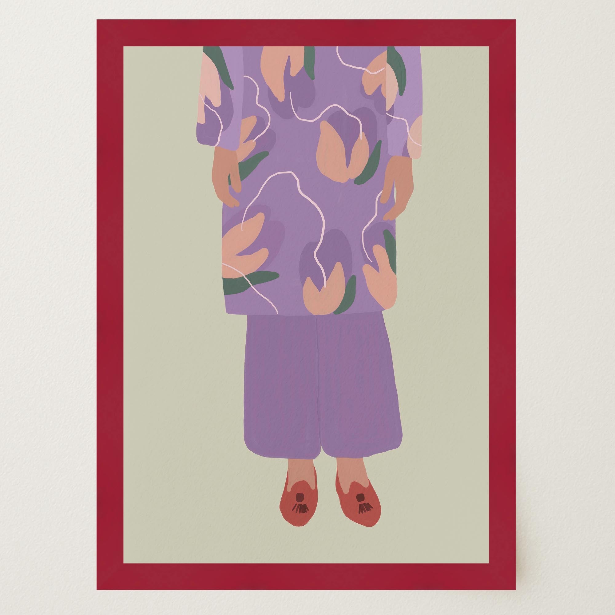 Woman in Purple Outfit Fashion Wall Art Print-Skudaboo