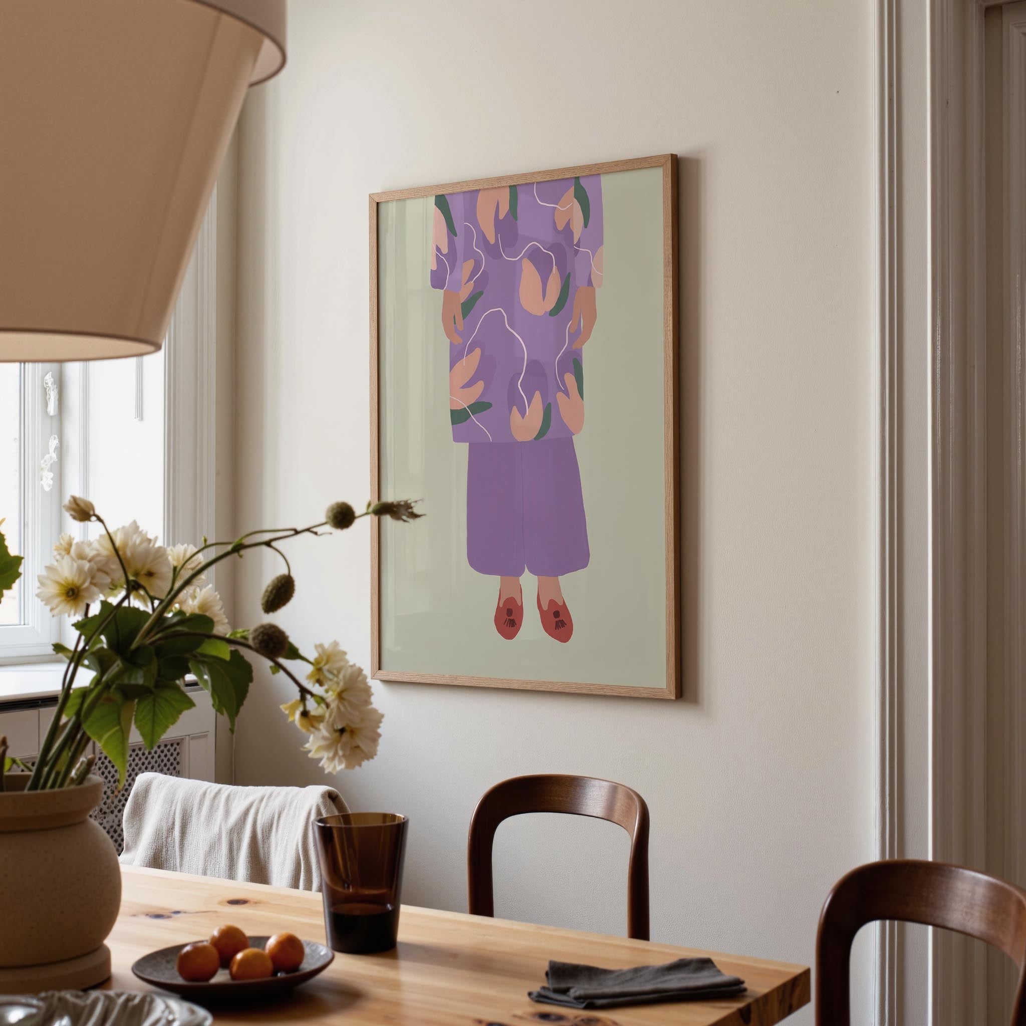 Woman in Purple Outfit Fashion Wall Art Print-Skudaboo