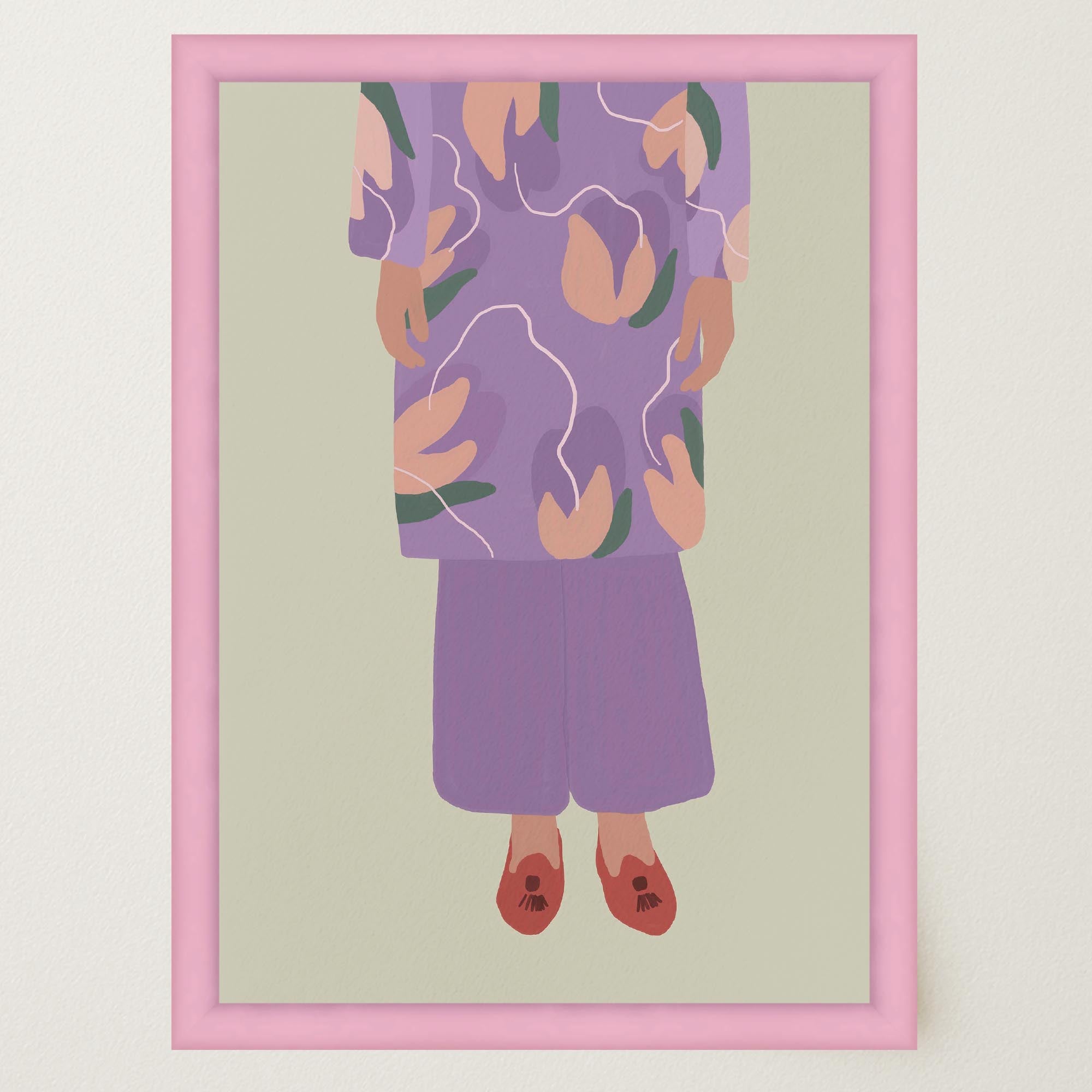 Woman in Purple Outfit Fashion Wall Art Print-Skudaboo