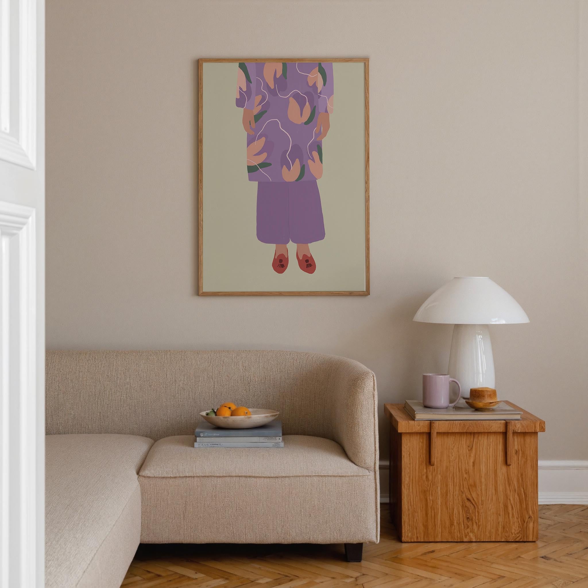 Woman in Purple Outfit Fashion Wall Art Print-Skudaboo