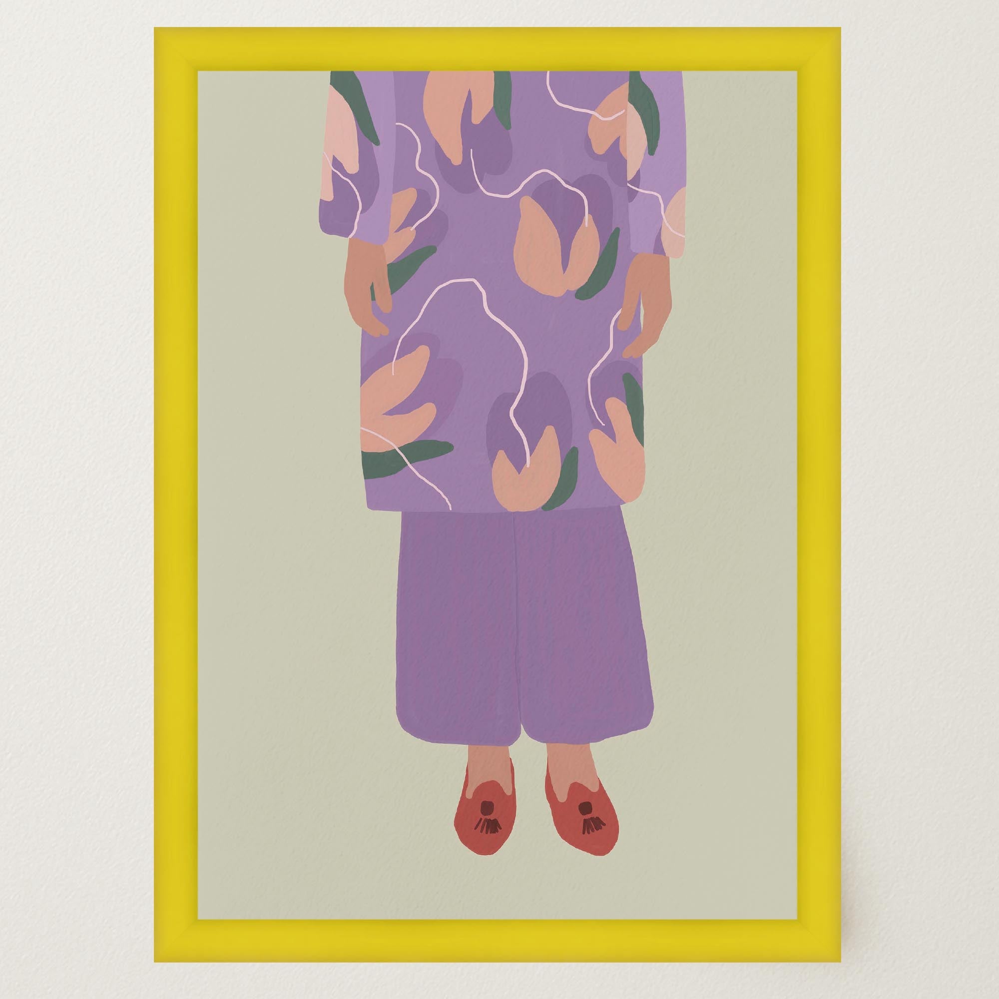 Woman in Purple Outfit Fashion Wall Art Print-Skudaboo