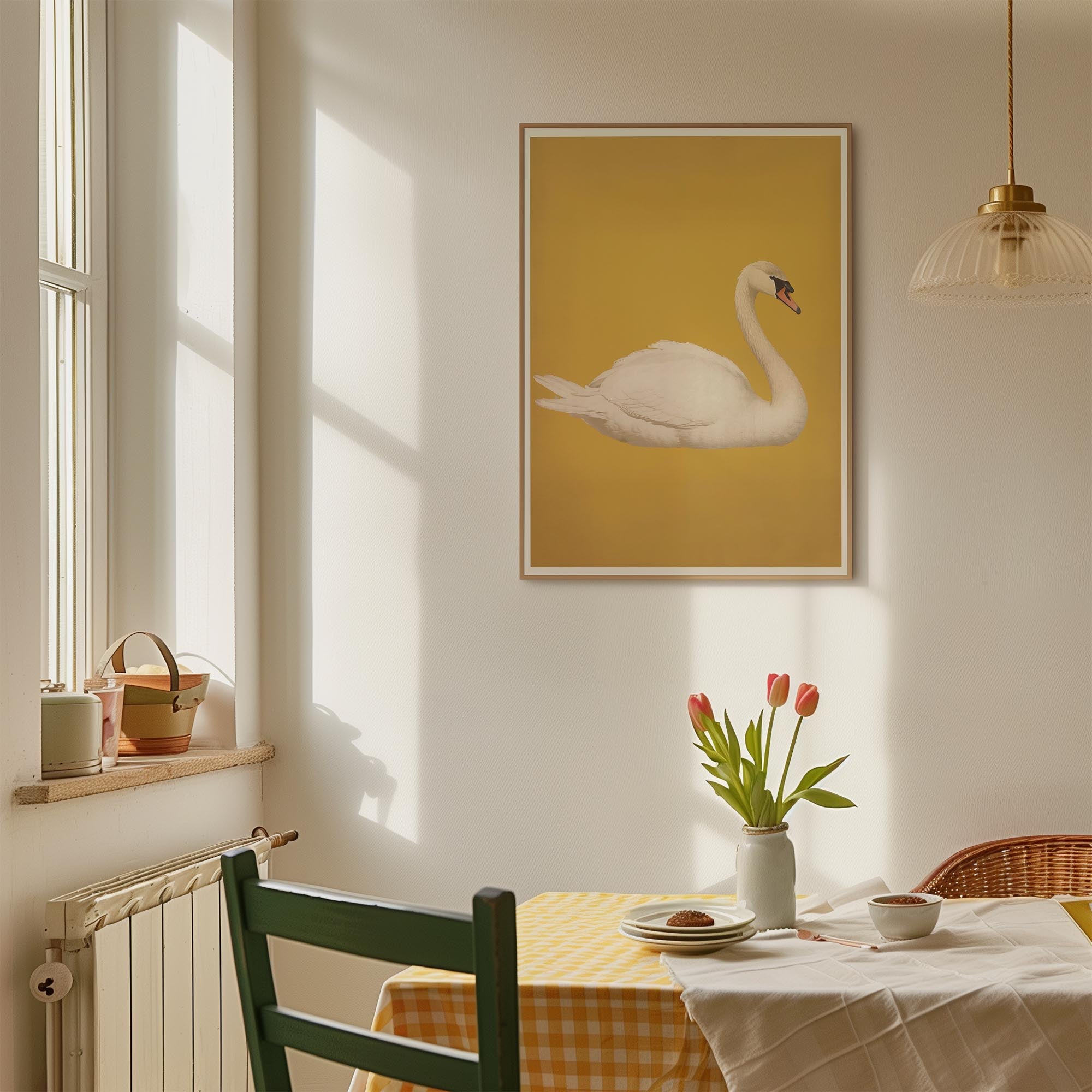 Vintage Style White Swan Wall Art Print-Skudaboo