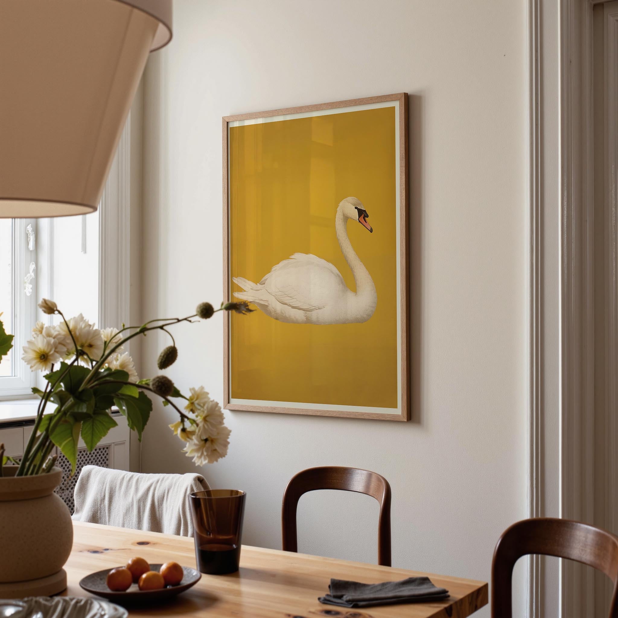 Vintage Style White Swan Wall Art Print-Skudaboo