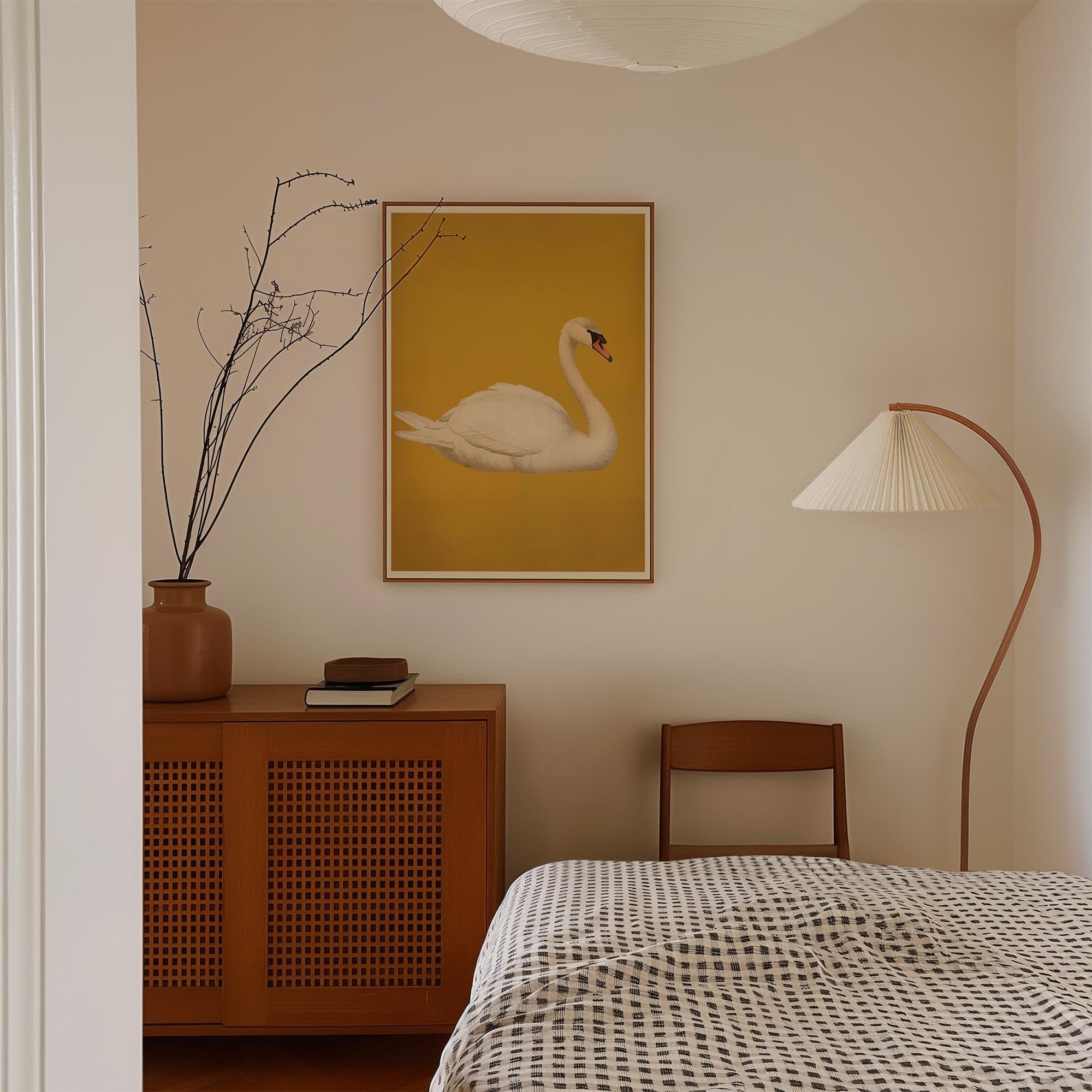 Vintage Style White Swan Wall Art Print-Skudaboo