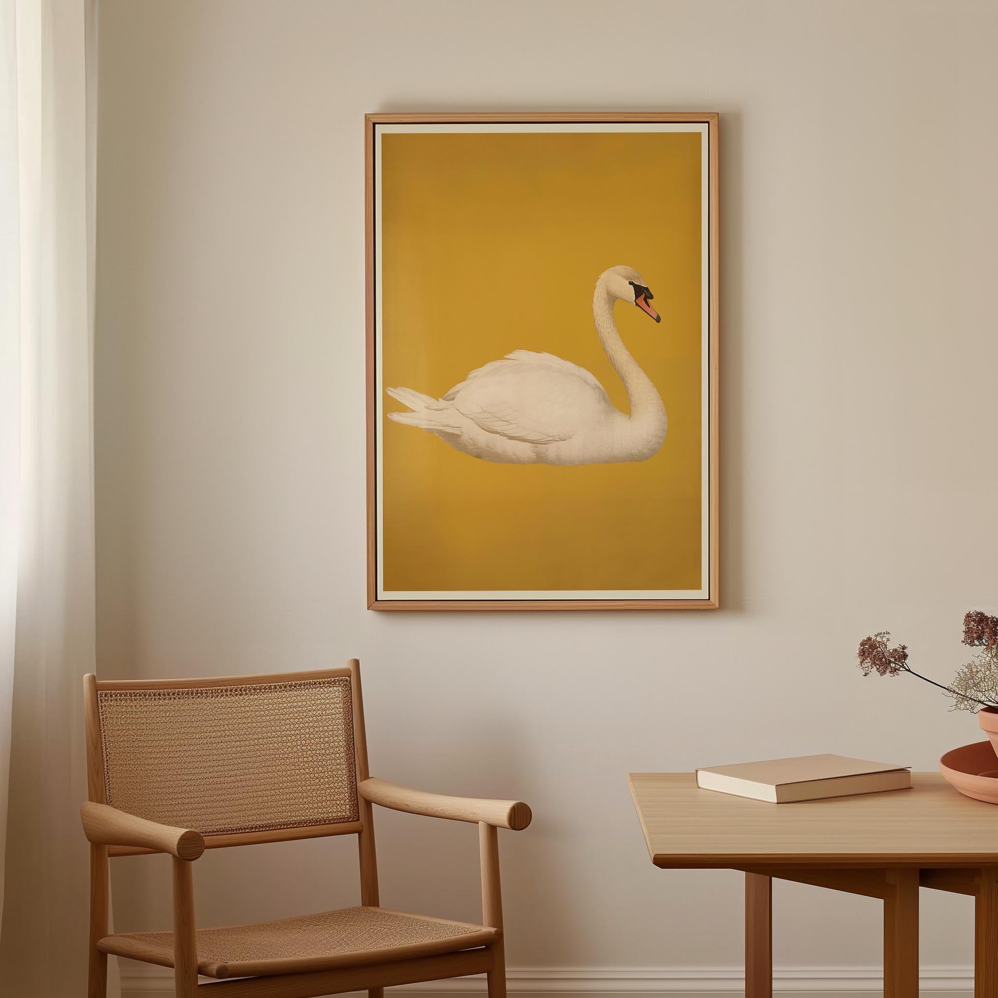 Vintage Style White Swan Wall Art Print-Skudaboo