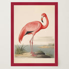 Vintage Style Pink Flamingo Wall Art Print-Skudaboo