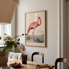 Vintage Style Pink Flamingo Wall Art Print-Skudaboo