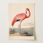 Vintage Style Pink Flamingo Wall Art Print-Skudaboo