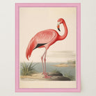 Vintage Style Pink Flamingo Wall Art Print-Skudaboo