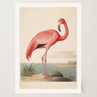 Vintage Style Pink Flamingo Wall Art Print-Skudaboo