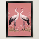 Romantic Crane Birds Heart Illustration Wall Art Print-Skudaboo