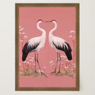 Romantic Crane Birds Heart Illustration Wall Art Print-Skudaboo