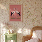 Romantic Crane Birds Heart Illustration Wall Art Print-Skudaboo