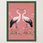 Romantic Crane Birds Heart Illustration Wall Art Print-Skudaboo