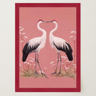 Romantic Crane Birds Heart Illustration Wall Art Print-Skudaboo