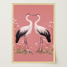 Romantic Crane Birds Heart Illustration Wall Art Print-Skudaboo