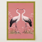 Romantic Crane Birds Heart Illustration Wall Art Print-Skudaboo