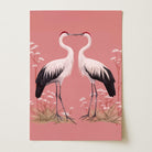 Romantic Crane Birds Heart Illustration Wall Art Print-Skudaboo