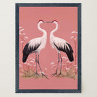 Romantic Crane Birds Heart Illustration Wall Art Print-Skudaboo