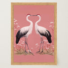 Romantic Crane Birds Heart Illustration Wall Art Print-Skudaboo