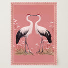 Romantic Crane Birds Heart Illustration Wall Art Print-Skudaboo