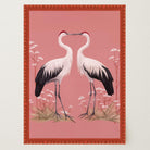 Romantic Crane Birds Heart Illustration Wall Art Print-Skudaboo